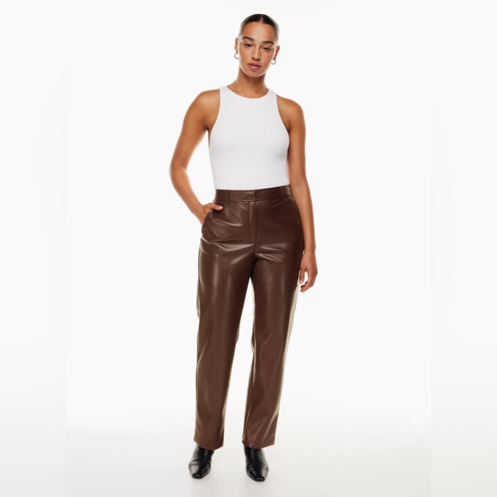 Wilfred Aritzia Brown Vegan Leather Pants